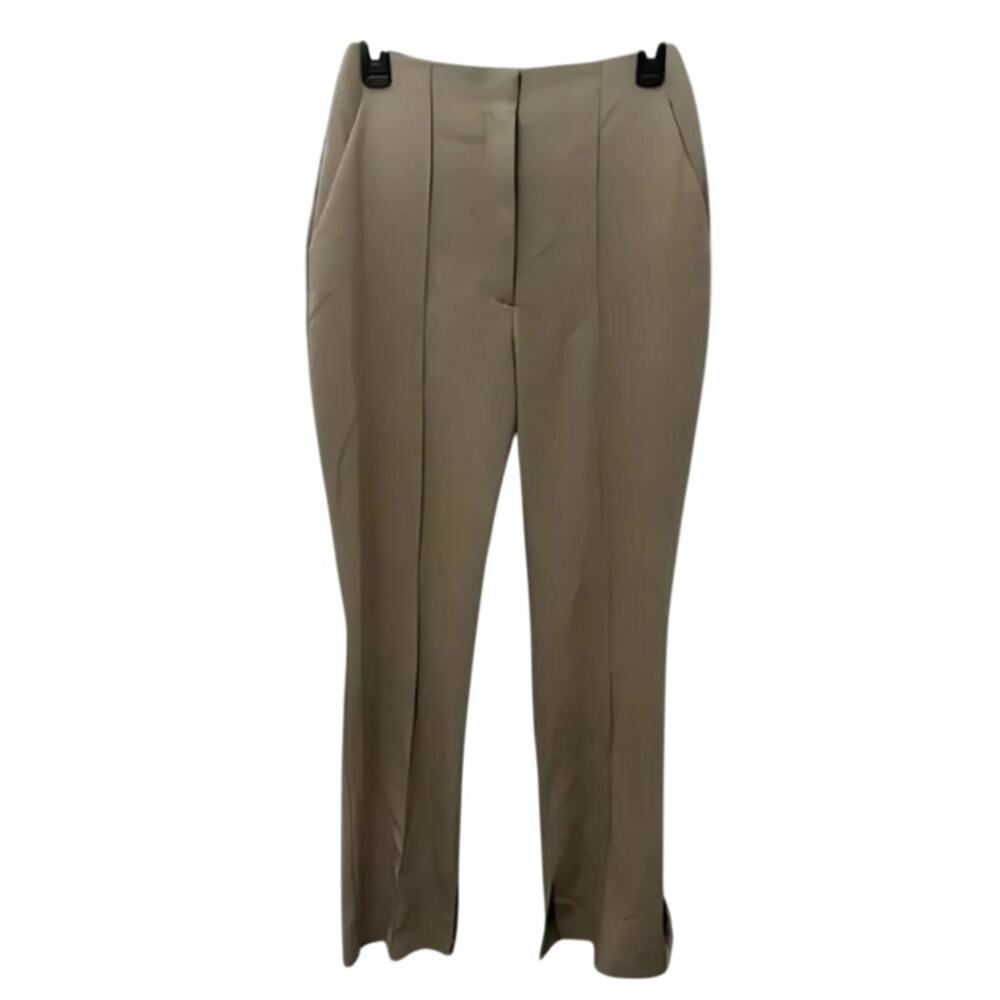 Topshop Crop Pants Slit Ankle Tailored Front Seam Detail Tan/Beige Women's 4 NWT